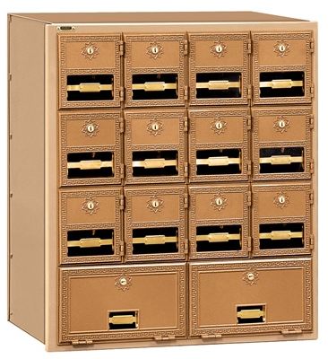14 Door Brass Mailbox Rear Loading