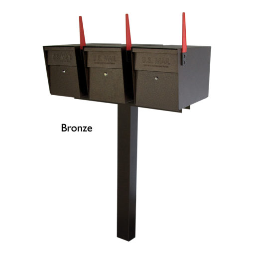3 Mail Boss with in ground Post Bronze
