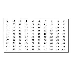 Numbers Self Adhesive Sheets Of (100) For Data Distribution Alum