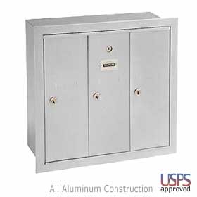 3 Door Vertical Mailbox Aluminum Finish Recessed Mounted Usps Ac