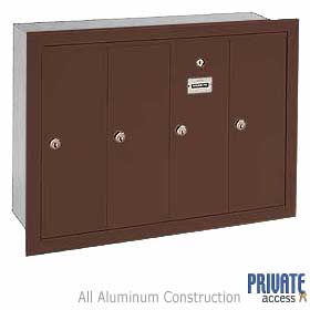 4 Door Vertical Mailbox Bronze Finish Recessed Mounted Private A