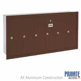 6 Door Vertical Mailbox Bronze Finish Recessed Mounted Private A