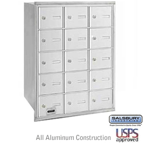 15 Door 4B+ Horizontal Mailbox Aluminum Rear Loading A Doors Usp