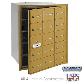 15 Door (14 Usable) 4B+ Horizontal Mailbox Gold Front Loading A