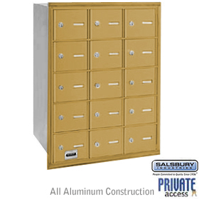 15 Door 4B+ Horizontal Mailbox Gold Rear Loading A Doors Private