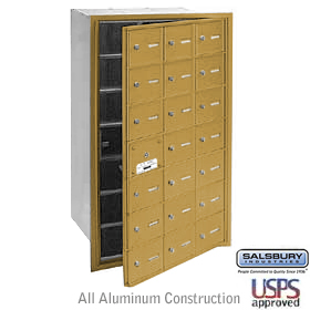 21 Door (20 Usable) 4B+ Horizontal Mailbox Gold Front Loading A
