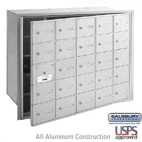 25 Door (24 Usable) 4B+ Horizontal Mailbox Aluminum Front Loadin