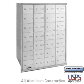 28 Door 4B+ Horizontal Mailbox Aluminum Rear Loading A Doors Usp