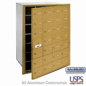 28 Door (27 Usable) 4B+ Horizontal Mailbox Gold Front Loading A