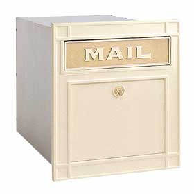 Column Mailbox Locking Beige Plain Door