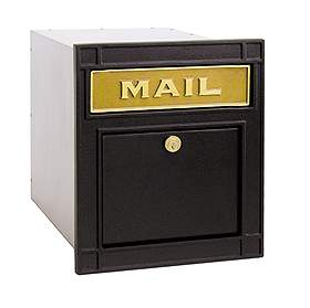 Column Mailbox Locking Black Plain Door