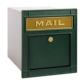 Column Mailbox Locking Green Plain Door