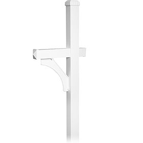 Deluxe Post 1 Sided In Ground Mounted For Roadside Mailbox White
