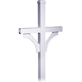 Deluxe Post 2 Sided In Ground Mounted For Roadside Mailbox Silve