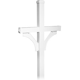 Deluxe Post 2 Sided In Ground Mounted For Roadside Mailbox White